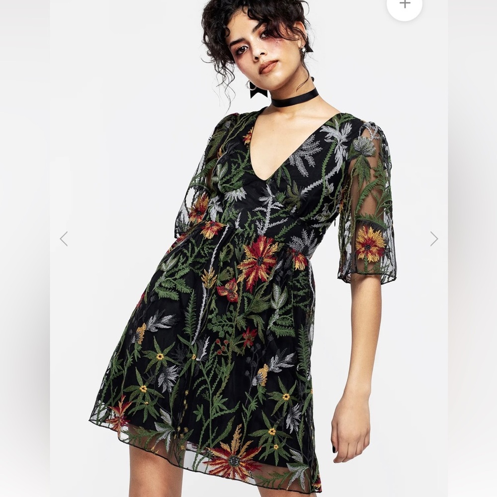 Disturbia Wildflower Embroidered Mesh Mini Dress